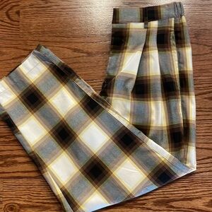 Urban Outfitters plaid pleated front pants cropped / ankle high waisted Small